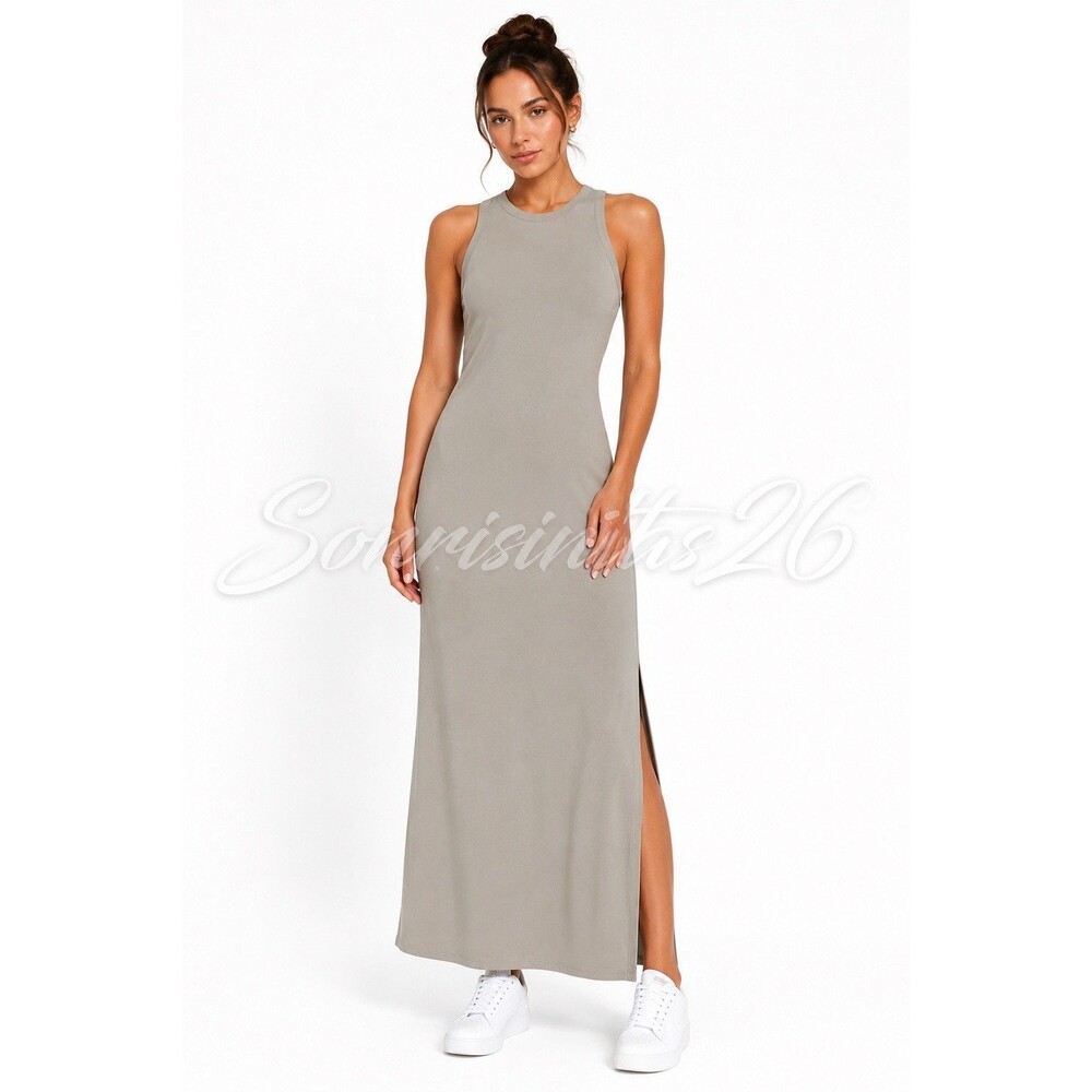 Lululemon Get Going Maxi Dress Riverstone Gray Size 2 Rare Minimalist W1BT8S